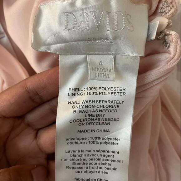 David’s Bridal mesh long bridesmaid dress with crisscross back - Picture 4 of 6